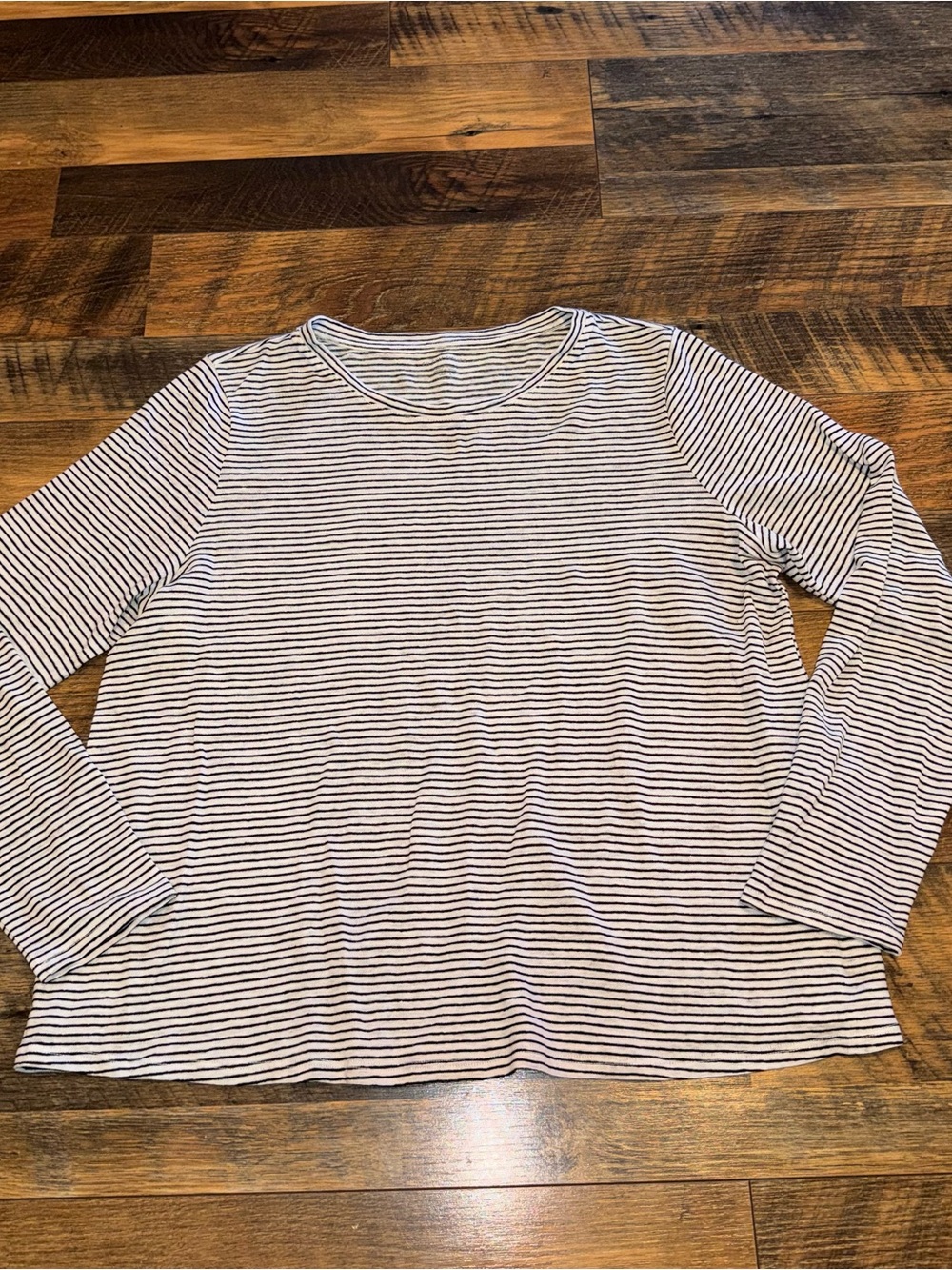 Eileen Fisher Black and White Striped Long-Sleeve Crewneck